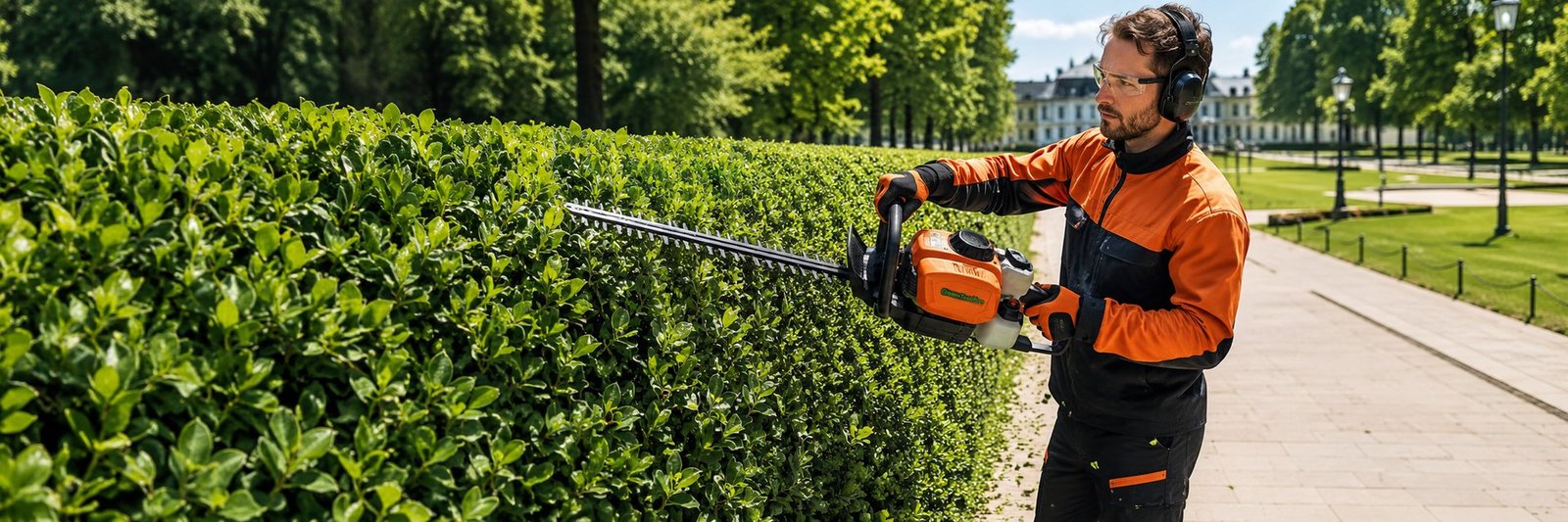 Outdoor power equipment in garden